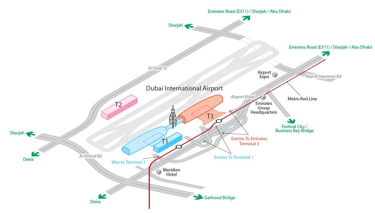 dxb นแผนที่สนามบิน