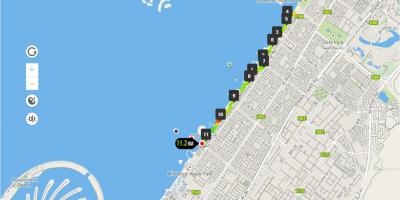 Jumeirah ชายหาดวิ่งตามแผนที่