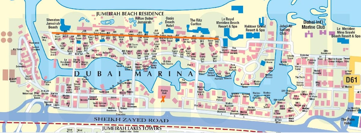 JBR แผนที่ดูไบ