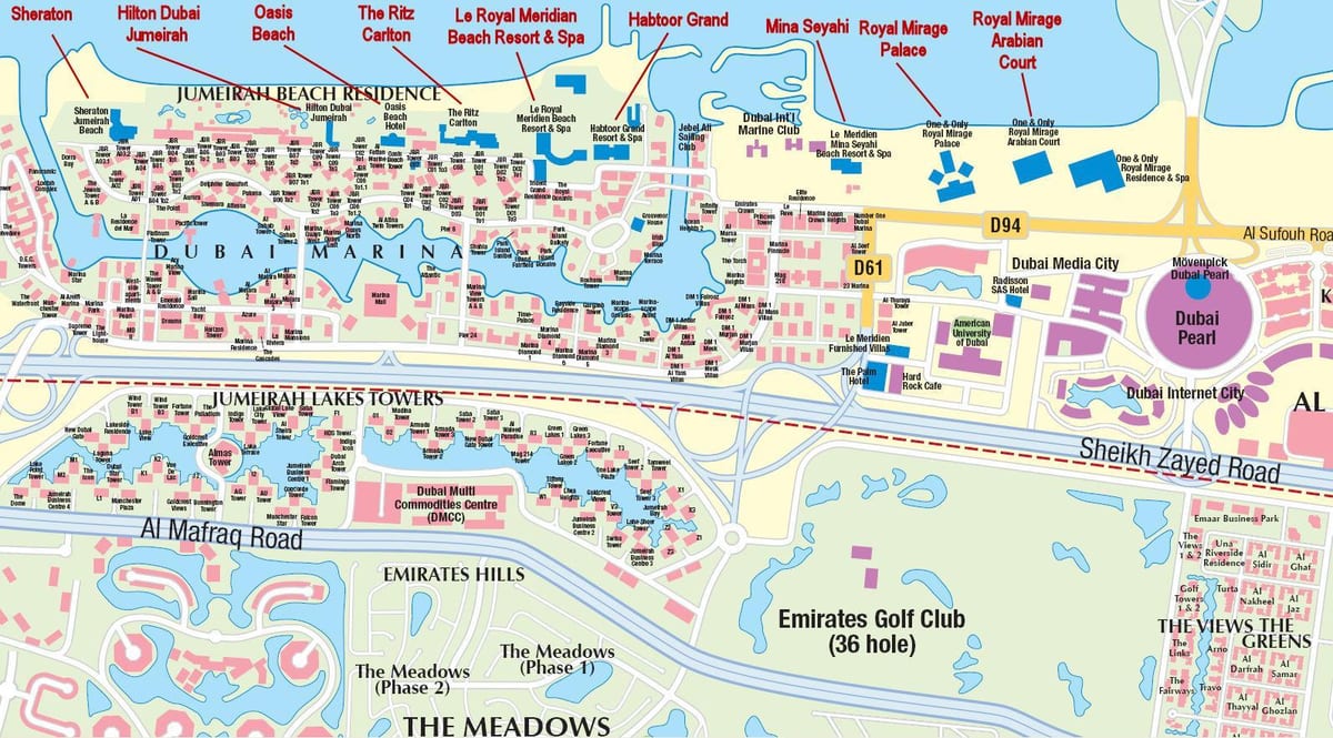 แผนที่ของ Jumeirah ชายหาด